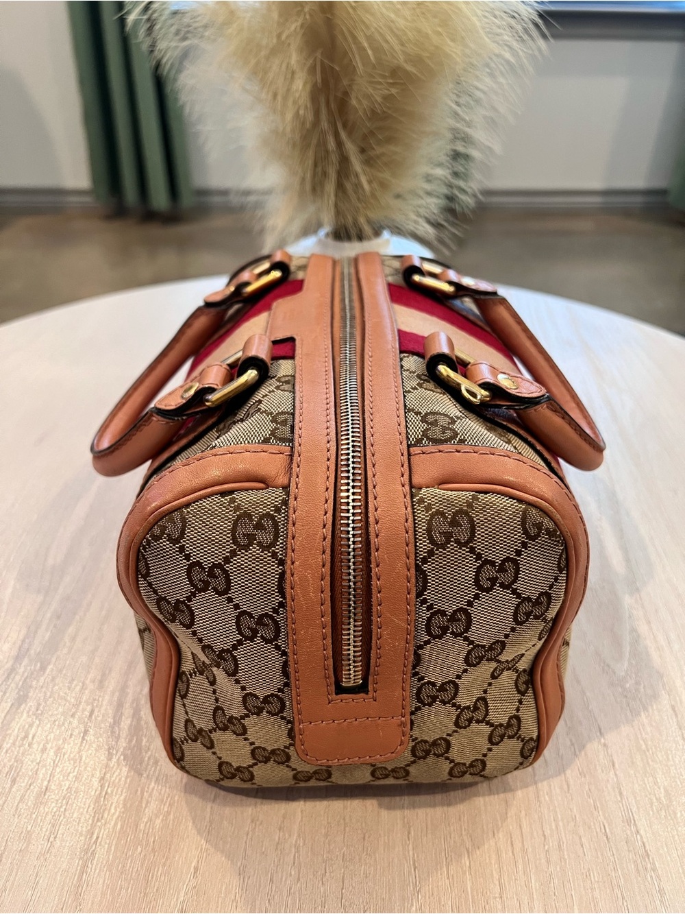 Gucci GG Canvas Boston Bag ❤️ Authenticated + Chain Strap + Dust Bag - Picture 3 of 16